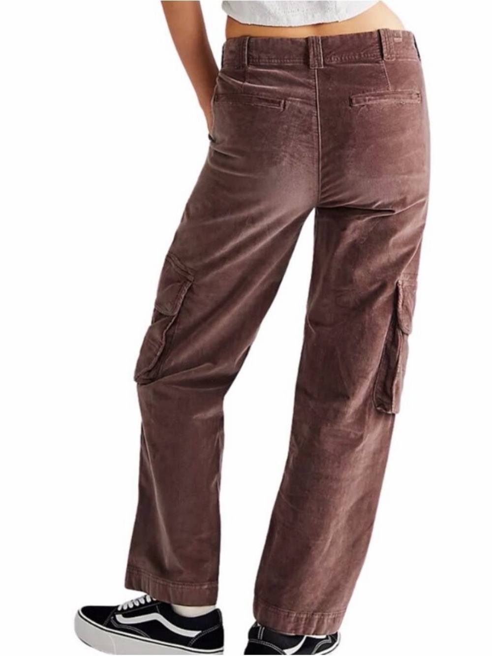 Free People Hard Crushin Plush Cargo Pants Womens Size 4 Brown Velvet Utility - Picture 2 of 14